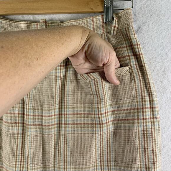 VTG Lands End Womens Plaid Skirt Sz S/M Academia Preppy Countryside Cotton Linen - Picture 5 of 12